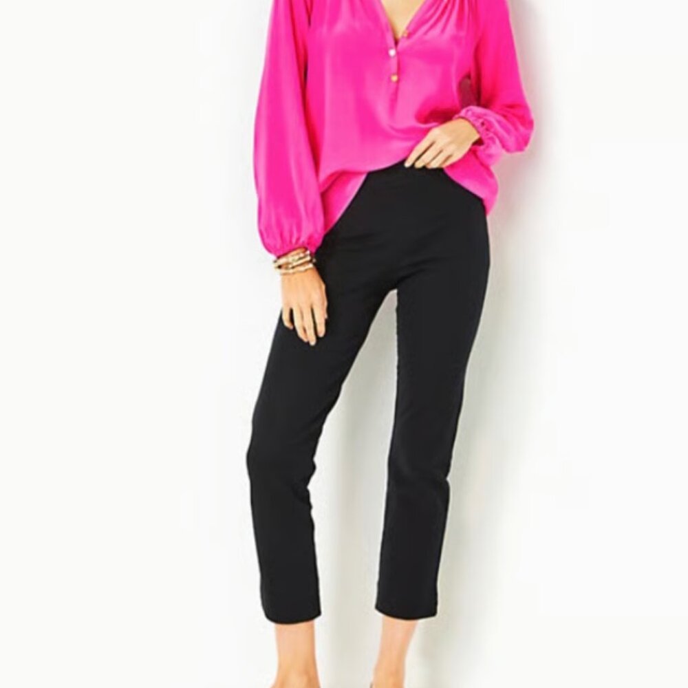 Lilly Pulitzer Merrin Bi-Stretch 27" Pant Black Pull On Stretch Pants Size 4